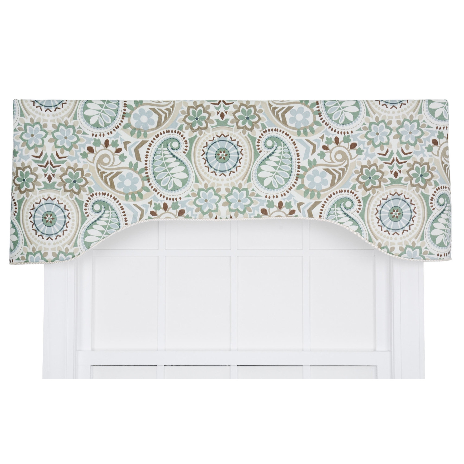 Paisley Prism Jacobean Floral Print Lined Arched Curtain Valance - Image 0