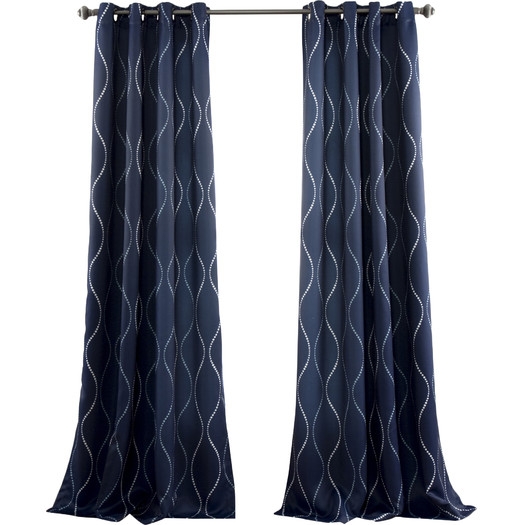 Swirl Curtain Panel-Navy - Image 0
