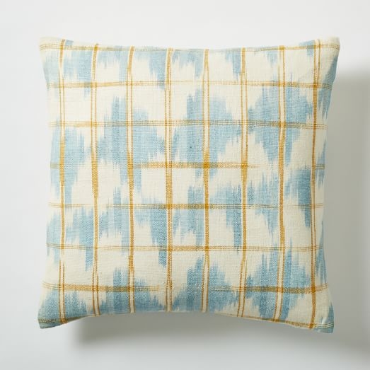 Ikat Grid Pillow Cover-16"-Light Pool-without insert - Image 0