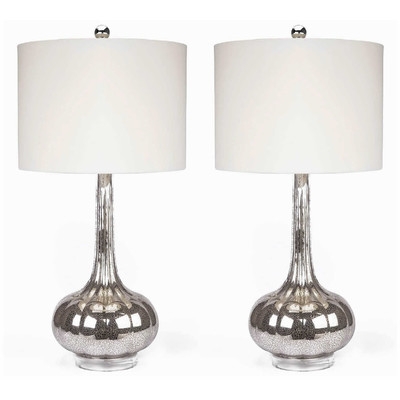 Michelle Antiqued 28" H Table Lamp with Drum Shade - Set of 2 - Image 0