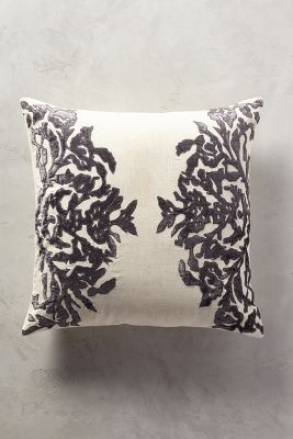 Vining Velvet Pillow - Dark Grey - 20" x 20" - Polyfill - Image 0