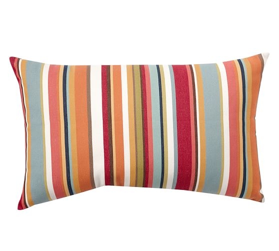 OUTDOOR GIORGIA STRIPE LUMBAR PILLOW- 16" wide x 26" long.- With insert - Image 0