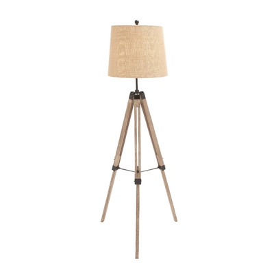 The Elegant Wood Metal Tripod Floor Lamp - Image 0