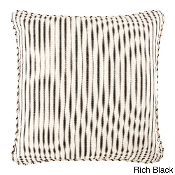 Sure Fit Ticking Stripe 18-inch Decorative Pillow-Rich Black-Insert - Image 0