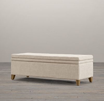 DEAN UPHOLSTERED STORAGE OTTOMAN - Army Duck White - Image 0