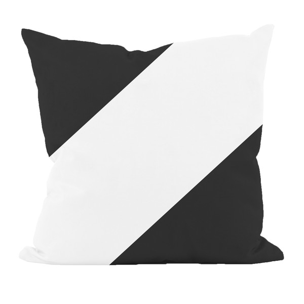 Bold Stripe Throw Pillow- 16"H x 16"W- Black and white- Polyester/Polyfill insert - Image 0