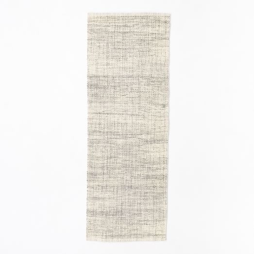 Mid-Century Heathered Basketweave Wool Rug - 2.5'x7' - Image 0
