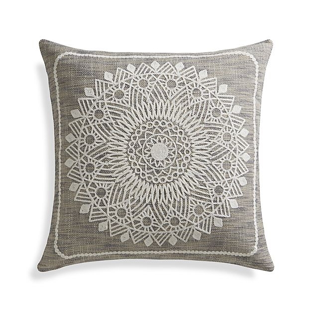 Padilla 23" Tonal grey Pillow with Feather-Down Insert - Image 0