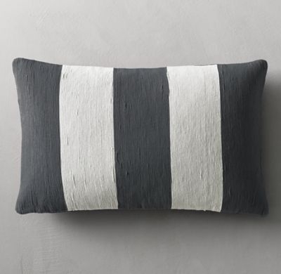 Geometric Soutache Linen Bold Stripe Pillow Cover - Lumbar - Image 0