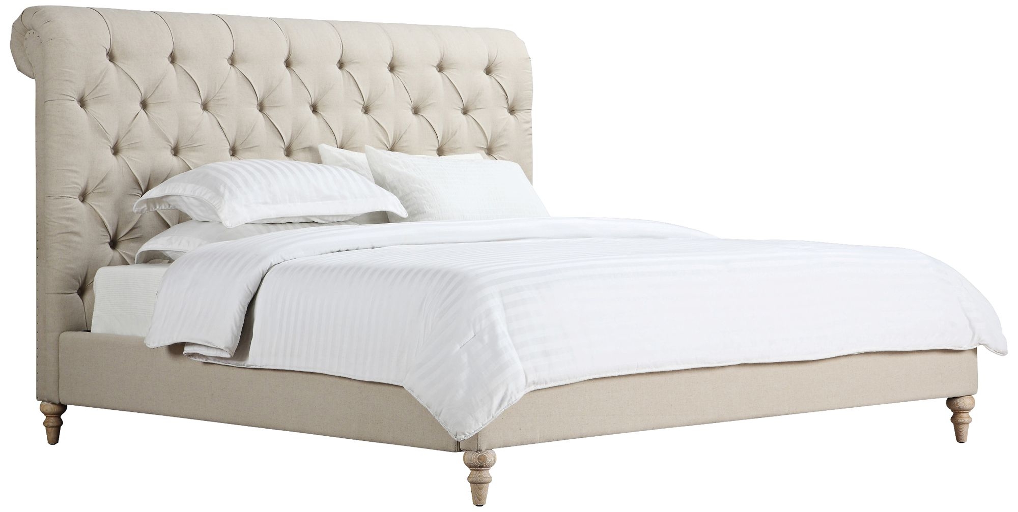 Oxford Beige Linen Bed- King - Image 0