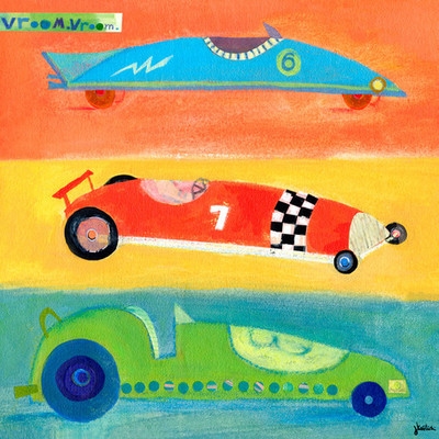 Vroom Vroom Race Cars Canvas Art - 21x21 - Unframed - Image 0
