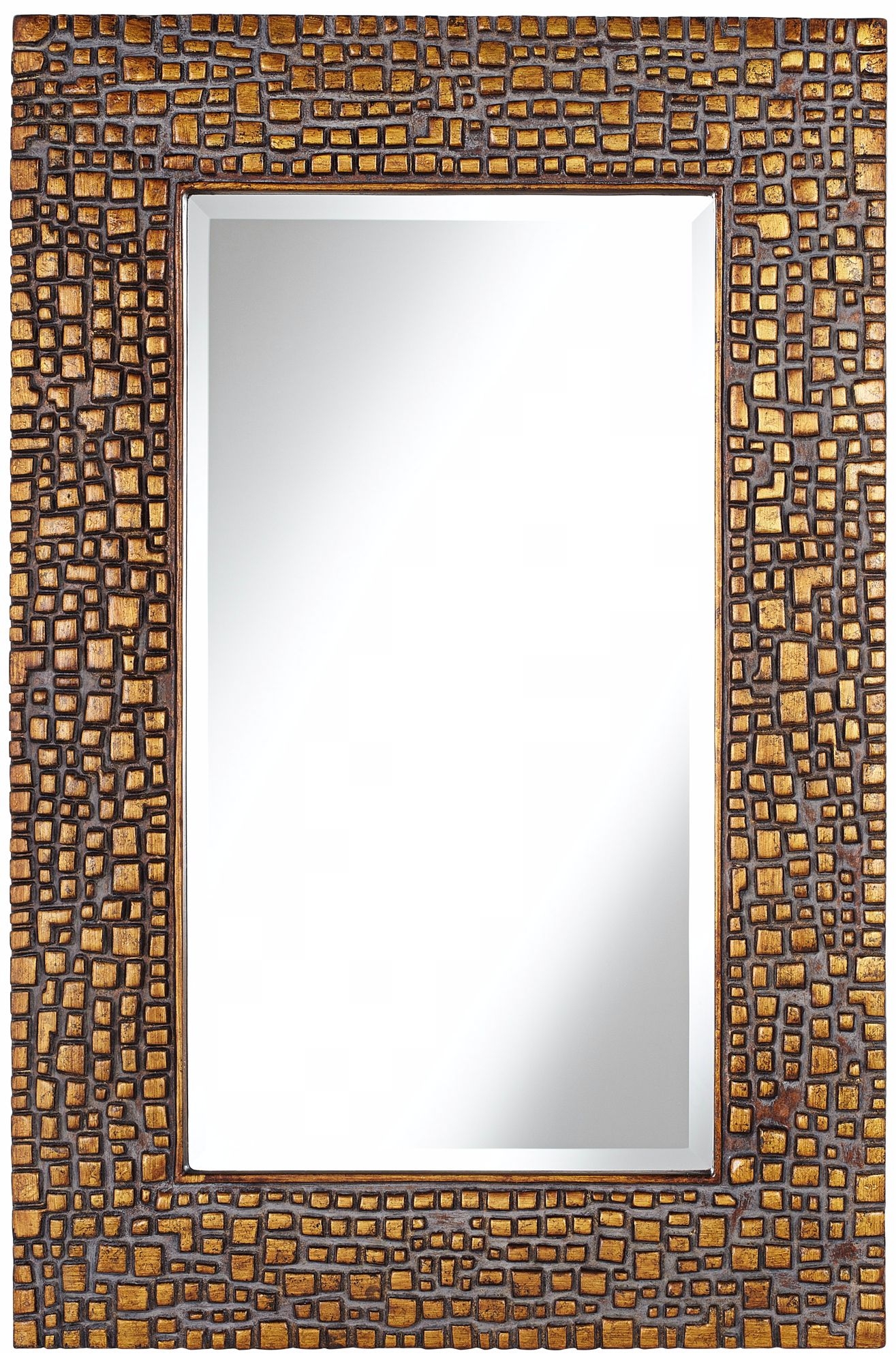 Textured Relief 36" High Bronze Wall Mirror - Image 0
