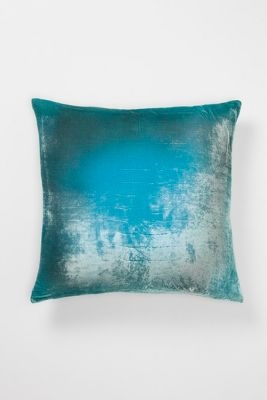 Ombre Velvet Pillow - 22 x 22 - Aqua - Down fill insert - Image 0