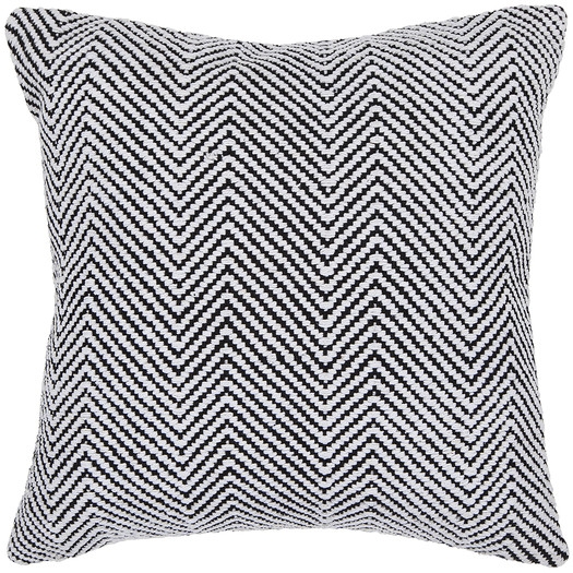 Textured Contemporary Cotton Throw Pillow - White/Black - 22" X 22" - Down insert - Image 0