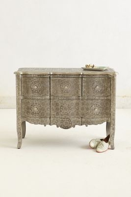 Hand-Embossed Four-Drawer Dresser - Silver - Image 0