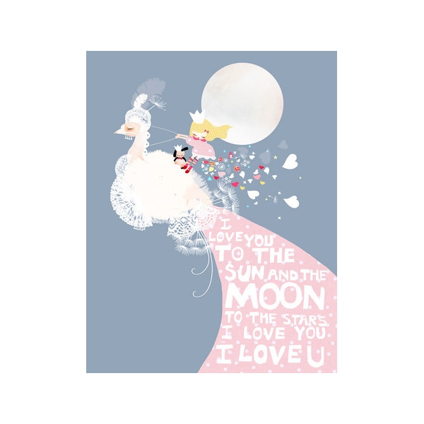 I Love You to the Sun and the Moon Canvas Art - Blue - Image 0