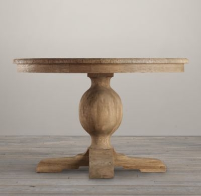 60" FRENCH URN PEDESTAL DINING TABLE - Distressed Oak - Image 0