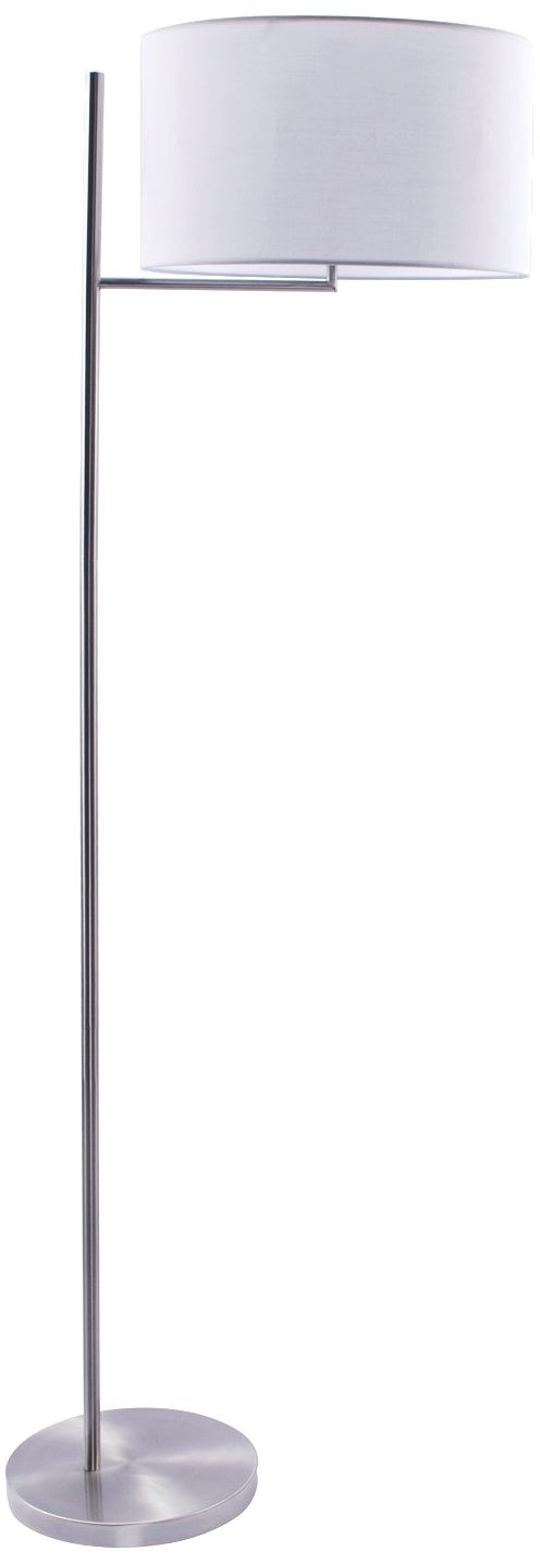 Livonia White Drum Brushed Steel Floor Lamp - Image 0