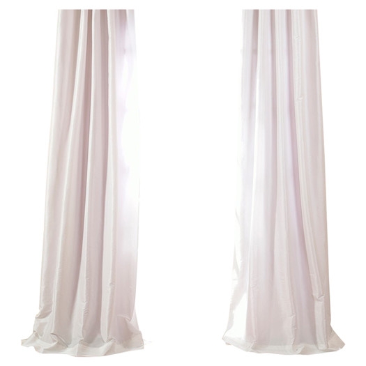 Faux Solid Taffeta Single Curtain Panel - White, 108"L - Image 0