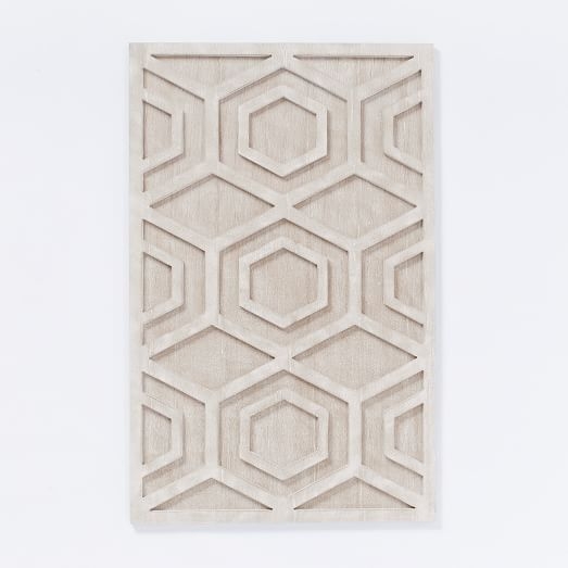Whitewashed Wood Wall Art - Hexagon, Individual - Image 0