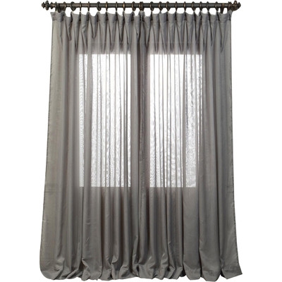 Signature Double Layered & Double Wide Sheer Single Curtain Panel-Grey-96" - Image 0