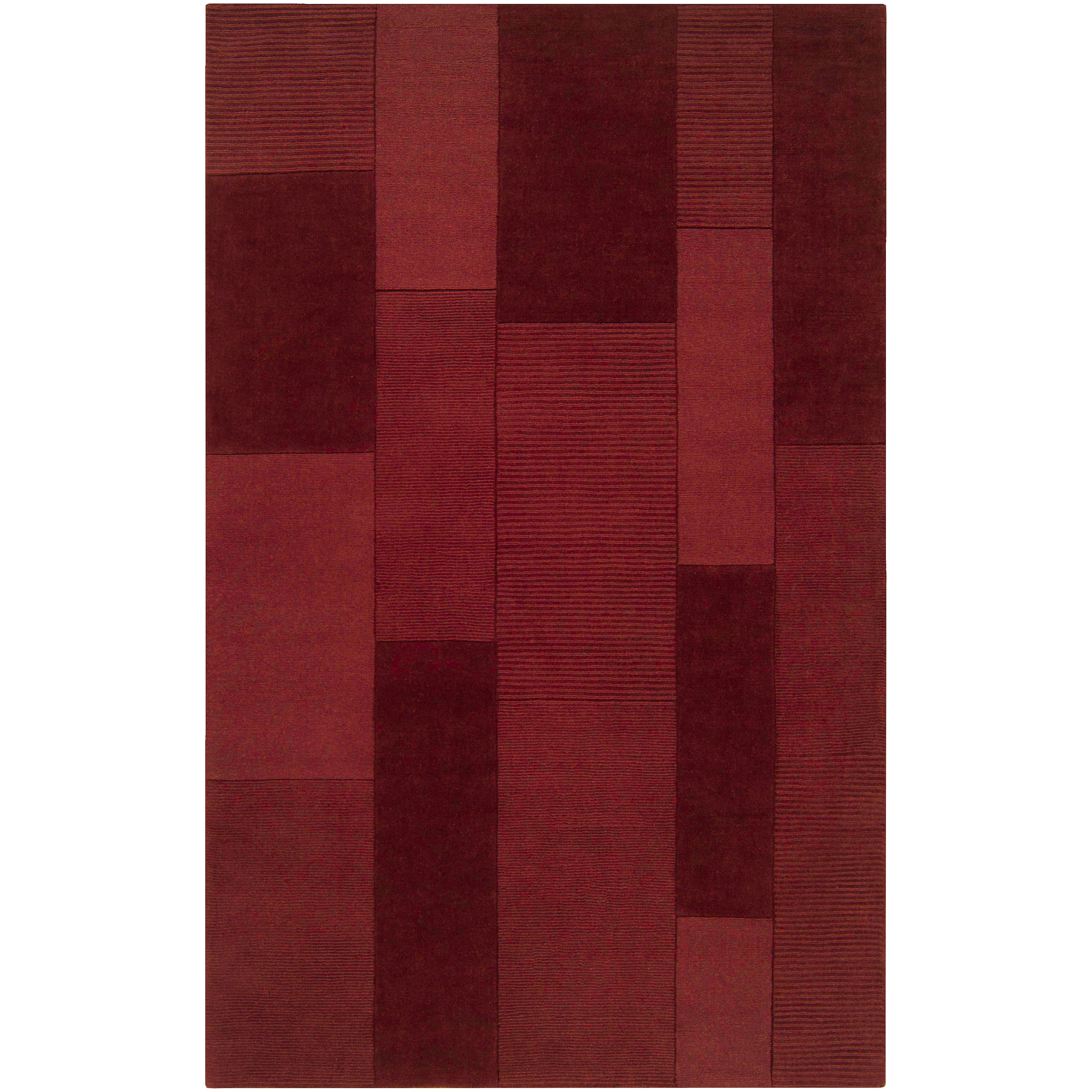 Hand-crafted Solid Casual Red Carlea Wool Rug (5' x 8') - Image 0