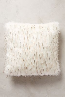 Faux-Fur Pillow - White - 18" x 18"- Down Insert - Image 0
