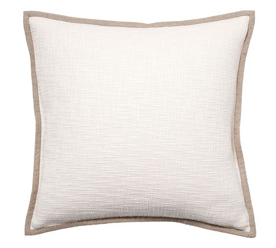 Basketweave Pillow Cover, 24", Ivory, No Insert - Image 0