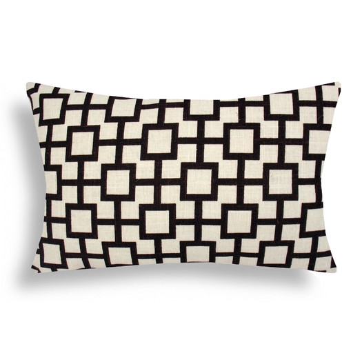 Lattice Cotton Lumbar Pillow - 12x18, With Insert - Image 0