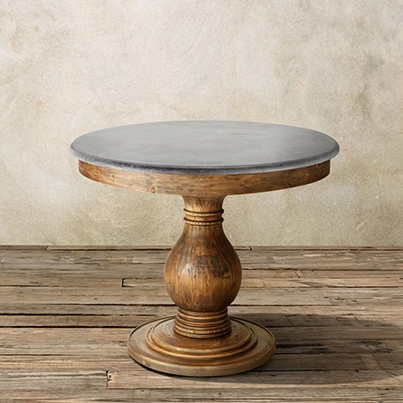 LUCA 39" ROUND PEDESTAL DINING TABLE WITH BLUESTONE TOP - Image 0