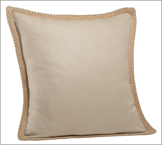 Jute Braid Pillow Cover, FLAX - 20" sq - Insert sold separately. - Image 0