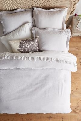 Soft-Washed Linen Duvet - King - Light Grey - Image 0