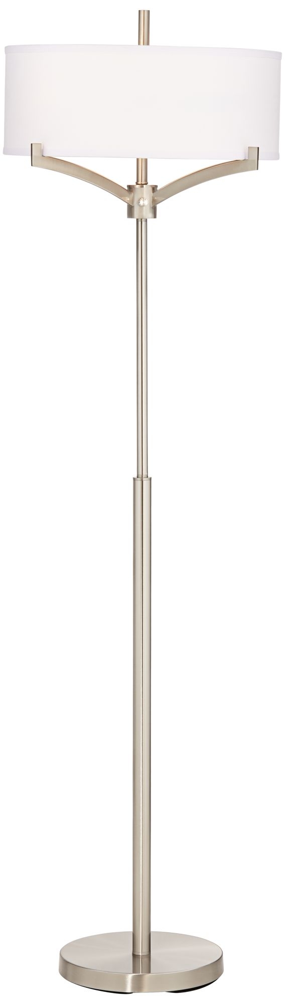 Tremont Brushed Steel Floor Lamp with White Shade - Image 0