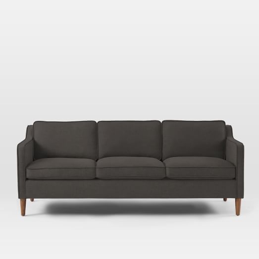 Hamilton Upholstered Sofa - 81", Brushed Heathered Cotton, Caviar - Image 0