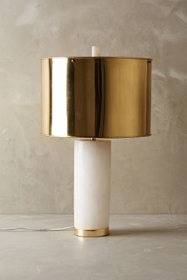 Frosted Marble Lamp Ensemble-White/Brass - Image 0
