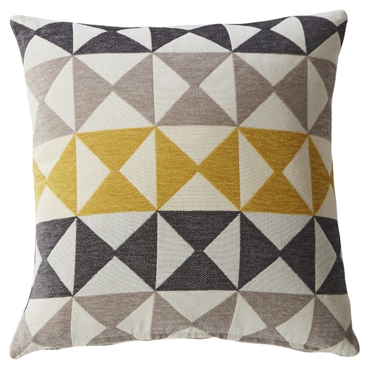 Modern Diamond Feather Filled Throw Pillow - Yellow/Gray - 16x16 -Waterfowl feather fill insert - Image 0