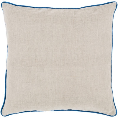Franklin Bordered Linen Throw Pillow-18"x18"-Blue-Polyester Insert - Image 0