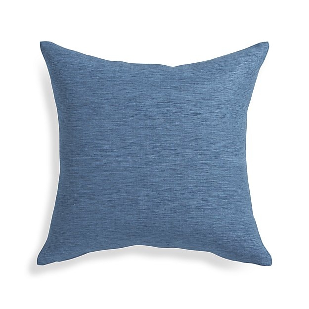 Linden Indigo Blue 18" Pillow with Feather-Down Insert - Image 0