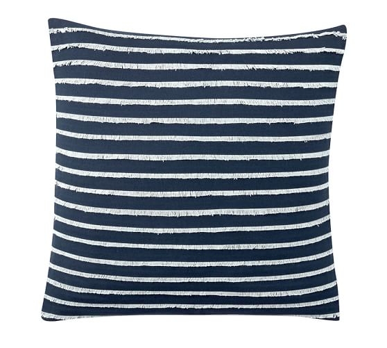 Fringe Stripe Pillow Cover - Navy, 18x18, Insert Sold Separately - Image 0
