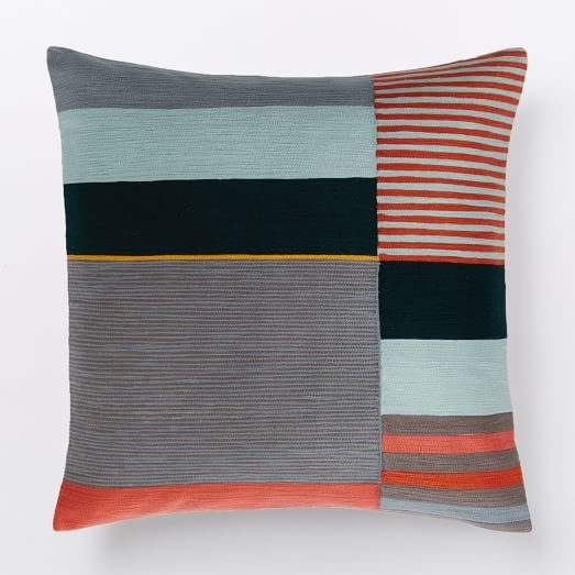 Margo Selby Crewel Colorblock Pillow Cover - Red, 20", no insert - Image 0