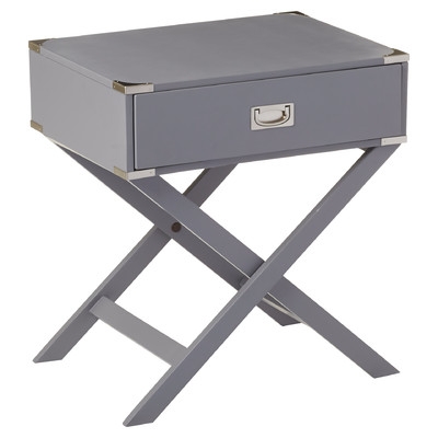 Neptune Campaign 1 Drawer End Table - Gray - Image 0