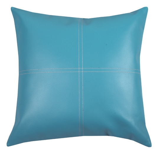 Urban Loft Fun Faux Leather Throw Pillow - Teal, 18x18, With Insert - Image 0