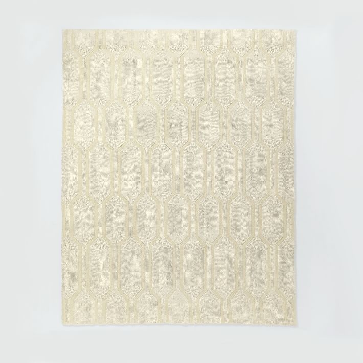 Honeycomb Textured Wool Rug - Ivory - Image 0
