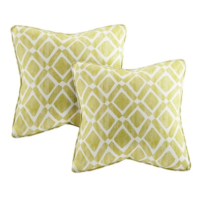 Delray Diamond Printed Throw Pillow (set of 2) - Green - 20" H x 20" W x 5" D - Polyester  insert - Image 0