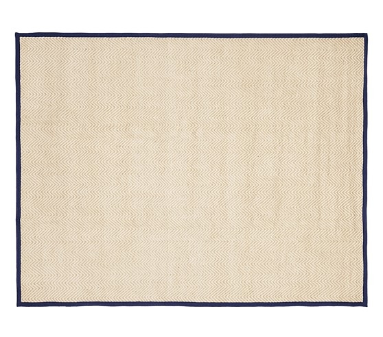 Chenille Jute Solid Border Rug - Navy - 9' x 12' - Image 0