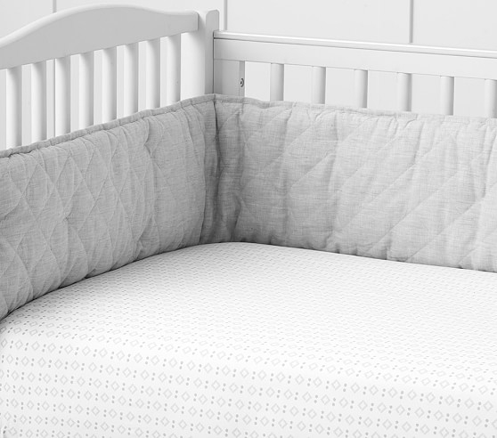 Baby Geo Sateen Crib Fitted Sheet-Gray - Image 0