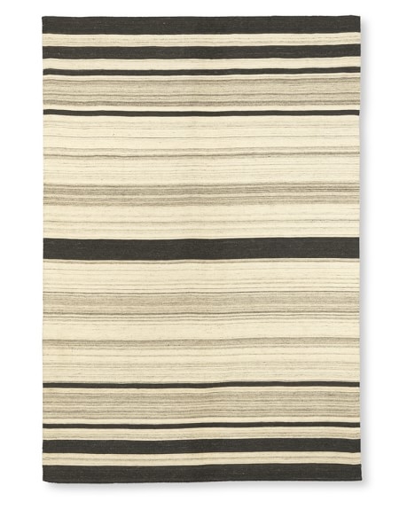 Saddle Blanket Variegated Striped Dhurrie Rug - Image 0