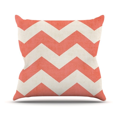 Vintage Coral by Ann Barnes Chevron Throw Pillow - 18" - insert - Image 0