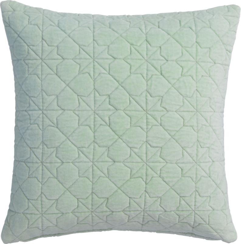 august quilted mint 16" pillow with down-alternative insert - Image 0