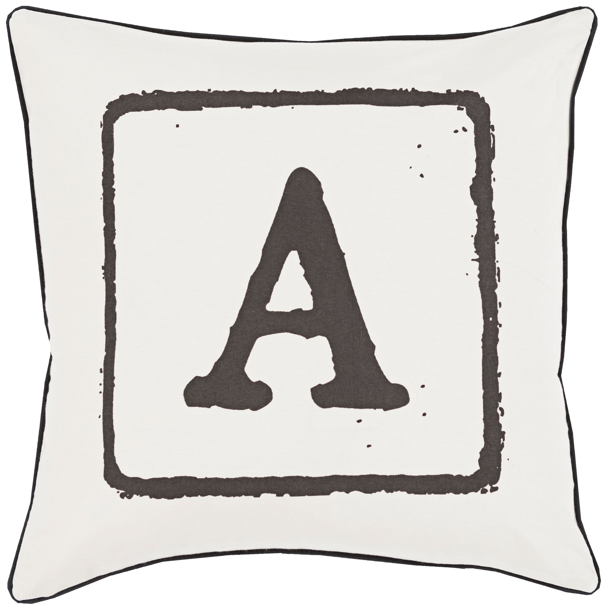Surya The A Team White and Black 18" Square Throw Pillow - Image 0